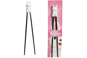 WESTCRAFT Bâtonnets ESS pour enfants, blancs, 22 cm, avec ours mignon, chat, lapin, panda comme support pour débutants, baguettes interchangeables lapin (lapin)