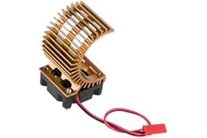 Dilwe RC Motor Kühlkörper, Motoren Kühlkörper mit Lüfter für 1/10 Elektro Auto Motor mit 540/550-Motor(Gold)