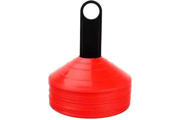 D-Work - Lot de 50 Coupelles D'Entraînement Souples avec Support - Marquage Terrain Sport Football Athlétisme - Ø20 x H5 cm - Polyéthylène Incassable