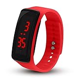 Anyutai LED Digital Sport Armbanduhr 20M Wasserdichte Silikon Armbanduhr,Rot
