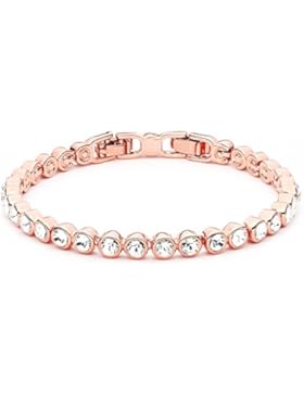 MYJS Tennis Rose Gold Plated Classic Bracelet with Clear Swarovski Crystals , 17+2cm Extender