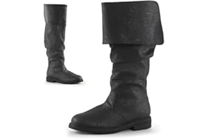 ORANDESIGNE Stivaletti da Uomo Medievali Stivali in Pelle PU Vintage Scarpe Piatte Corte Rinascimento Cavaliere Vichingo Prince Scarpe Cosplay Accessori per Costumi Pirata