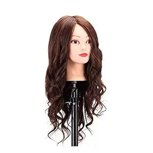 D-DIVINE 100% Curling Hair Dummy For Styling,Practicing, (Length-24 inch) (Brown)