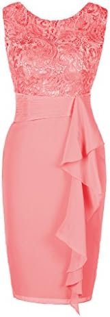 Ellames Women's Short Lace Bridesmaid Dress Mother of the Bride Dresses Coral UK 16