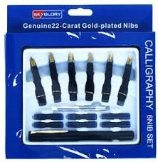 skyglory 22 carat Gold Plated 6nibs Pen Set