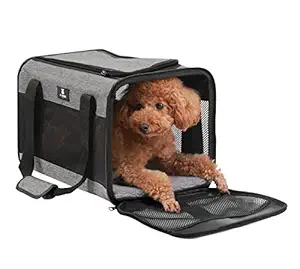 X-ZONE PET Airline Approved Soft-Sided Pet Travel Carrier for Dogs and Cats, Grey