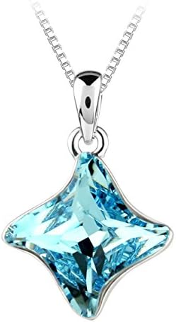 Le Premium® 'Lucky Star' Crystal Pendant Necklace Made With Twister Fancy Crystals From Swarovski-Aquamarine Blue