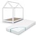 Produktbild Vicco Kinderbett Inklusive Matratze Kaltschaummatratze Kinderhaus Kinder Bett Holz Haus Schlafen Spielbett Hausbett mit Matratze 90x200cm 70x140cm - lackiertes Massivholz (Weiß, 70 x 140 cm)