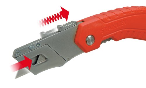Stanley Sicherheitsklappmesser, automatischer Klingeneinzug, Trapezklinge 1992 enthalten, Vorschubmechanismus, 0-10-243 - 4