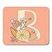 Produktbild HOTNING Gaming Mauspads Gaming Mouse Pad Personalized Flower Alphabet Floral Monogram Letter B Decorated Fruits 11.8"x 9.8" Decor Office Nonslip Rubber Backing Mousepad Mouse Mat