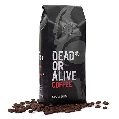 DEAD OR ALIVE Coffee - Deadly Strong 500g | Café Extra Fort avec Un arôme corsé | des Grains de café et Grains d'Expresso Parfaits | café en Grains Entiers
