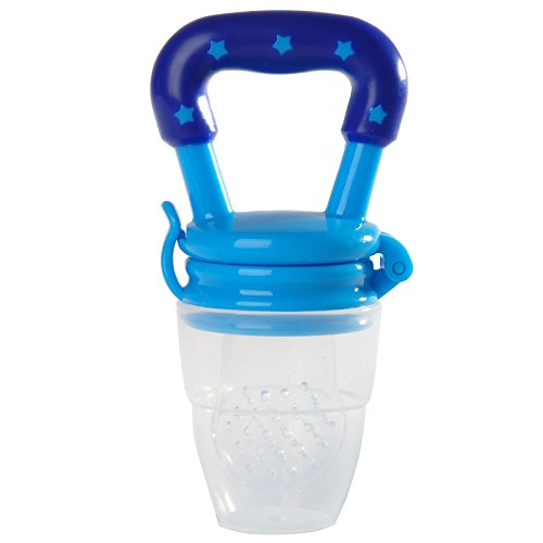 Baby Fresh Food Feeder Nipple Pacifier Nibbler Safe Feeding Tool (L, Blue)