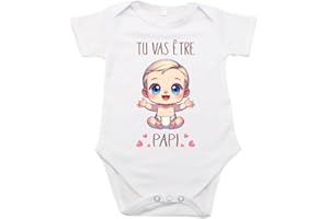 maroma [9-3] Body Tu Vas Etre Papi/Annonce Grossesse Papi/Personnalisé/ 100% Coton 0-3 Mois