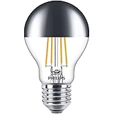 Philips LED Classic Filament Lampe E27 (50 W), dimmbare Kopfspiegellampe mit warmweißem Licht und Klarglas, verspiegelte Kupp
