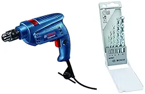Bosch 2608590090 Masonry Drill Bit Set (5-Pieces)+Bosch GSB 450-Watt Plastic Impact Drill (Blue)