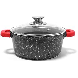 Jonas - Faitout/Marmite avec Revêtement Effet Pierre Granité & Céramique Anti-Adhérent SANS PFOA Pour une Cuisson Saine & Sans Matière Grasse Qualité Allemande GREBLON C3+ Garantie TOP Qualité! (30cm)