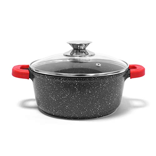 Jonas - Faitout/Marmite avec Revêtement Effet Pierre Granité & Céramique Anti-Adhérent SANS PFOA Pour une Cuisson Saine & Sans Matière Grasse Qualité Allemande GREBLON C3+ Garantie TOP Qualité! (30cm)