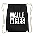 Produktbild Malle Vibes Turnbeutel schwarz aus 100% Baumwolle PREMIUM QUALITÄT - Mallorca Lifestyle Gymsac mit coolem Aufdruck - dieser Hipster Gymbag ist nicht im Handel erhältlich - Beutel Sack Gymsack Sportsack Tasche