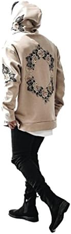 BESTOPPEN Men's Long Sleeve Cotton Flower Print Hoodies Swearshirt Winter Warm Loose Printing Hooded Hoody Oversize Tops Outwear Jacket Coat Plus Size (M, Khaki)