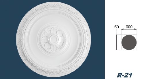 1 Rosette Deckenrosette Dekorrosette Dekor Decke Polystyrol Wand Ø60cm, R-21 - 2