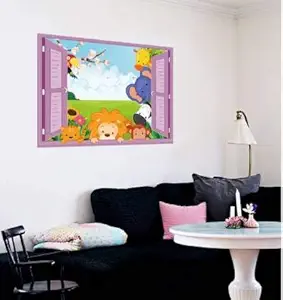 Jaamso Royals Wall Decor 'Cartoon 5 Cute Monkey Wall Stickers for Kids Room' Wall Sticker (PVC Vinyl, 70 cm X 50 cm, Decorative Stickers)
