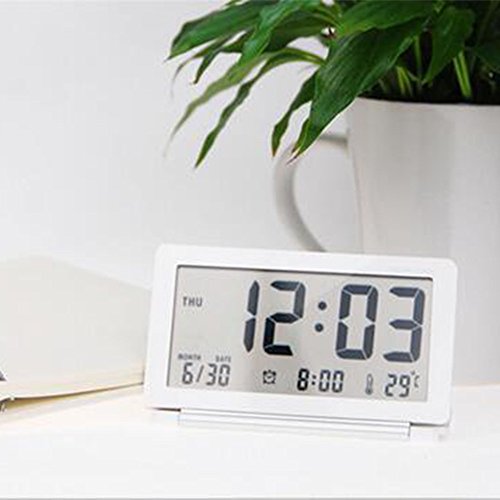Delmkin LCD Wecker Ultra-dünne Klapp-Reisewecker Tragbare Digitale Wecker (schwarz) - 4