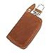 Produktbild MoKo Car Key Case, Retro Wax Leather Car Smart Keychain Coin Fob Punch Holder Wear-Resistant Key Zipper Bag with Metal Hook, Support Remote Control – Brown