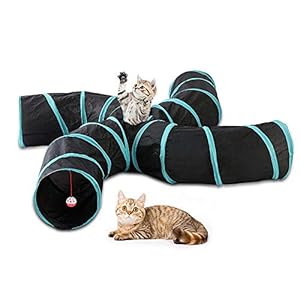 Volwco – Túnel de Juguete para Gato, 5 Compartimentos, Plegable, con Bolsa de Almacenamiento para Gato, Cachorro, Gatito, Conejo, cobaya, Cerdo
