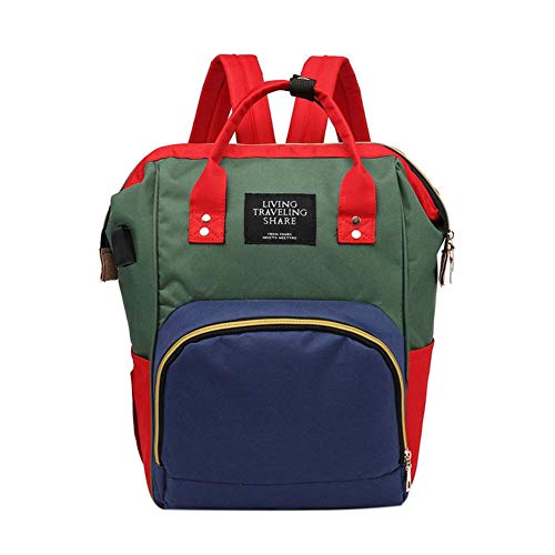 Preisvergleich Produktbild LiChiLan Damen Rucksack mit USB-Anschluss, große Kapazität, Grün / Blau
