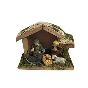 Salvus APP SOLUTIONS Hand Crafted Beautiful Marble Dust Nativity Figurine Set With Joseph, Mary & Baby Jesus (12.5x5.5x 9.5 cm_Multicolour)