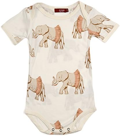 Milk Barn Short-Sleeved Children Wooden Bamboo Body with Poppers Pink Elephant 6 – 12 Months