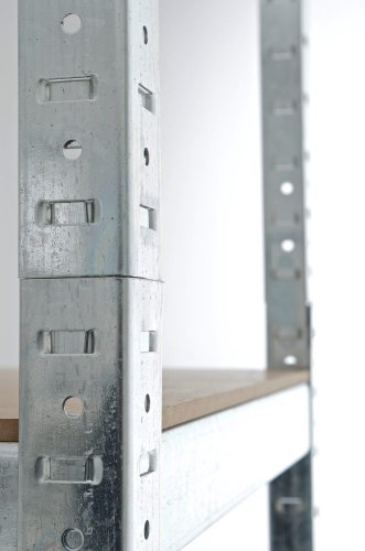 CLP Schwerlastregal BIG, Metall, verzinkt, Tragkraft 1325 kg, 180 x 90 x 45 cm, Lagerregal 5 Böden silber - 6