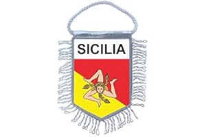 Akachafactory Fanion Mini Drapeau Pays Voiture Decoration sicile sicilien Sicilia