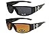 Produktbild 2er Pack Choppers 6608 X03 Sonnenbrillen Unisex Herren Damen Männer Frauen Brille - 1x Modell 01 (schwarz glänzend / schwarz getönt) und 1x Modell 10 (schwarz glänzend / HD, braun getönt)