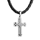 Cadena:de piel auténtica trenzada con cierre de acero inoxidable.Longitud de la cadena: ajustable en 48 cm, 49 cm, 50 cm, 51 cm y 52 cm; ancho de la cadena: 0,4 cm; Cierre:cierre de mosquetón.