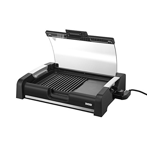 UNOLD Barbecue Edel, Grill, Glasdeckel, Tischgrill, komb. Grillfläche, Antihaftbeschichtung, schwarz, 58535 - 7