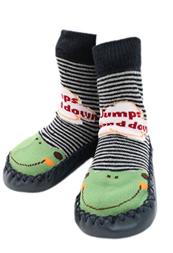 Baby Toddlers Kids Indoor Slipper Shoe Socks Moccasins ANTI SLIP HAPPY BABY FROG (1.5-2.5 yrs old)