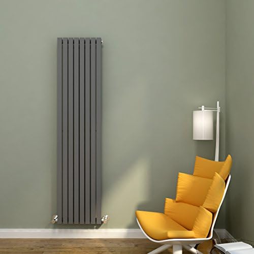 Designer Vertical Column Radiator Anthracite Single Flat Panel 1600 x 376 mm