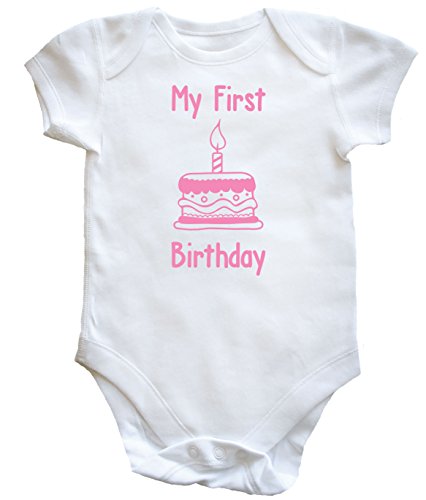 HippoWarehouse My First Birthday (Baby Pink) baby vest boys girls
