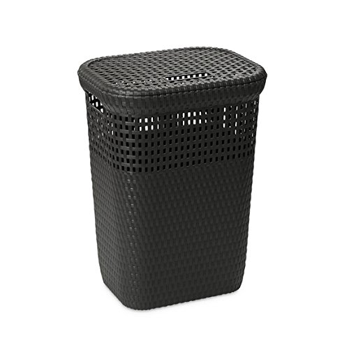 DEA HOMEART439TP Wäschekorb Rattan 60 L, 44 x 35 x 60 cm, grau
