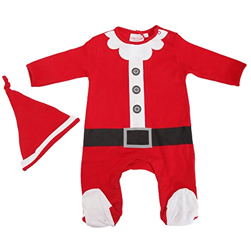 Baby Unisex Santa Claus/Elf Design Christmas Bodysuit & Hat Set (3-6 Months) (Red/White)