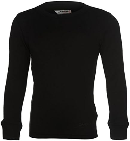 Kids Therma Baselayer Shirt Top Long Sleeve Girls Boys (2-3 Yrs, Black)