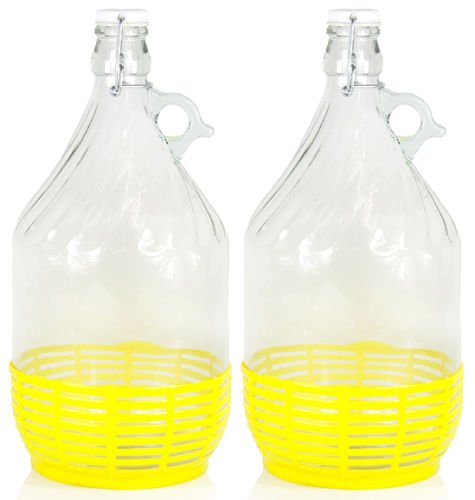 6 STÜCK 5L Gärballon mit BÜGELVERSCHLUSS und Kunststoffkorb Flasche Glasballon Weinballon Bügelflasche kostenlose Lieferung - 2