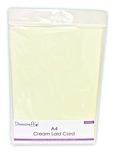 Trimcraft DCBS101 Dovecraft Essentials-Paper & Card-A4 Laid Cards (220gsm, Paper, Cream (10 Pack)