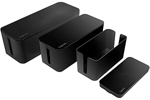LogiLink KAB0077 - Set di 3 scatole in 3 misure per nascondere i cavi, colore: Nero
