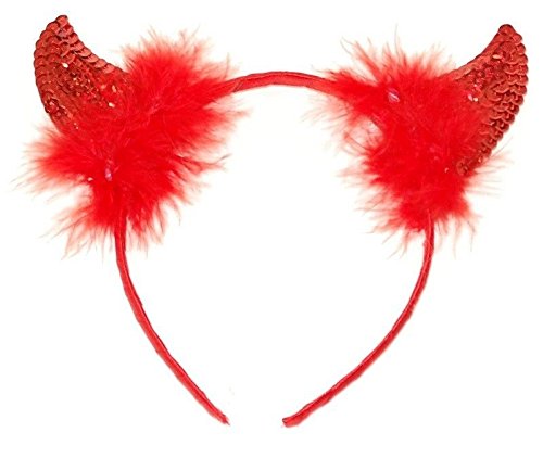Fun pair of red sequin Devils horns on head band, Alice band , Great Hen nights, fancy dress.