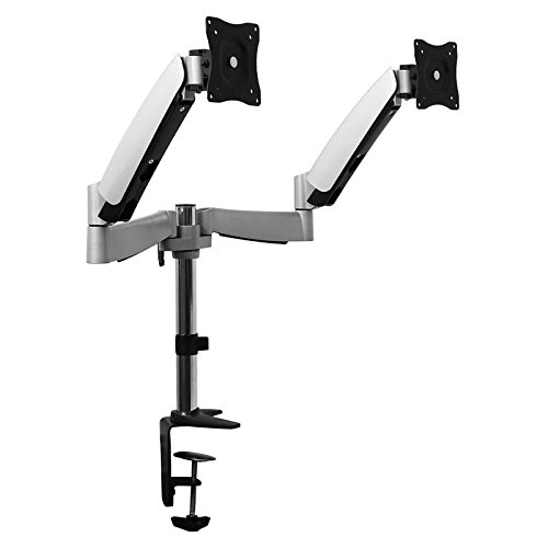 Auna LDT04-C024 Monitorhalterung Tischhalterung für 2 Monitore mit Kabelführungssystem (90° Schwenk / 360° Dreh / 130° Kippbereich, höhenverstellbar 0-30cm, bis 9kg/Monitor)