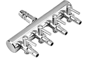 Pssopp Válvula de Control de Aire del Tanque de Peces del Divisor del Flujo de Aire del Acuario Distribuidor de oxígeno del oxígeno del Acuario de Acero Inoxidable(4 vías)