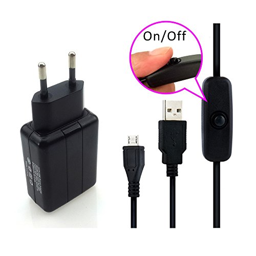 Corkea Raspberry Pi Netzteil Ladekabel 5V 2500mA für RaspberryPi 3,Pi 2,B+ mit schalter