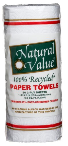 Preisvergleich Produktbild Natural Value 100% Recycled Paper Towels By The Roll (30x80cnt )